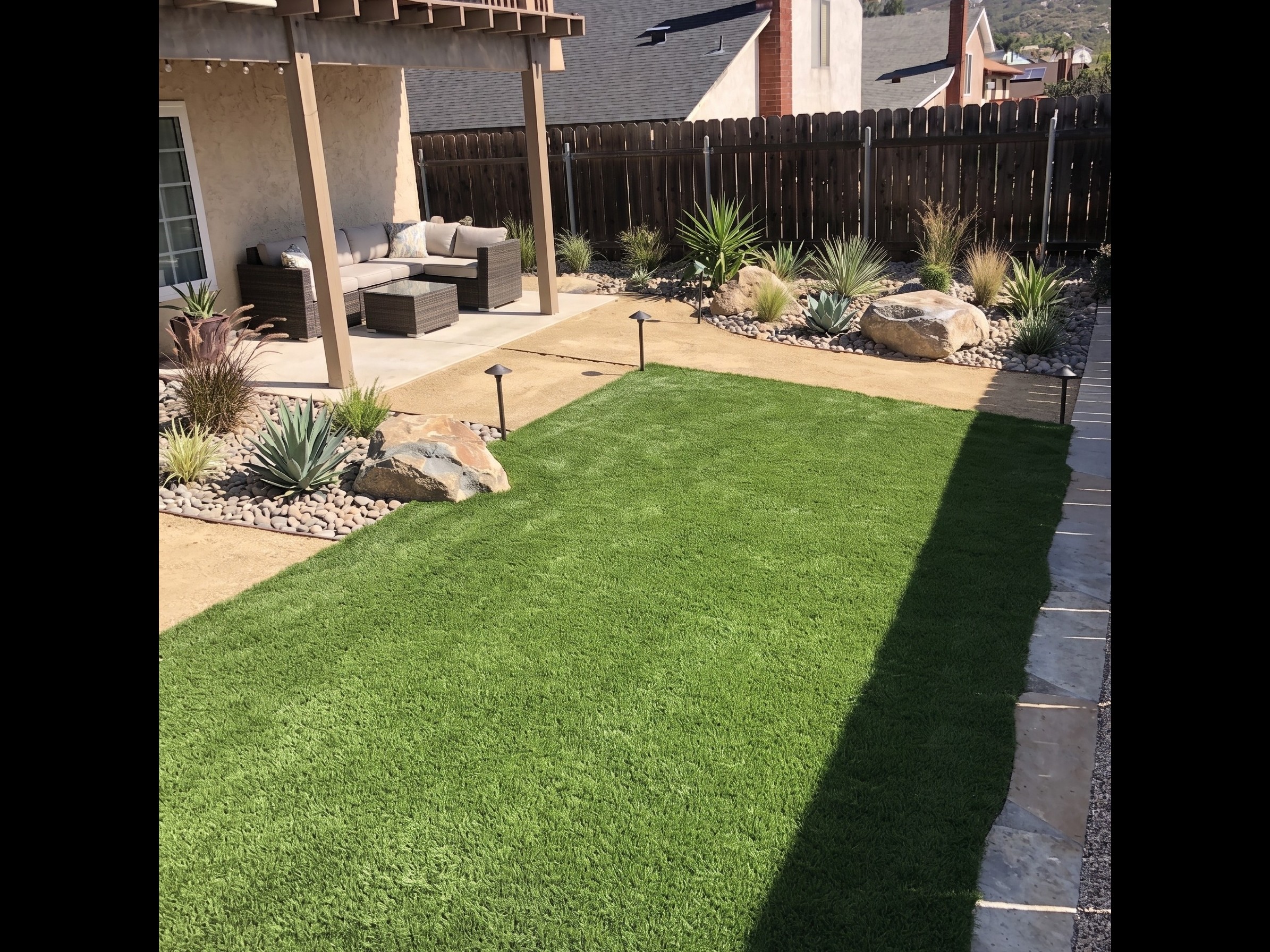 Reclaimed San Diego Yard With Clean Turf and Landscaping